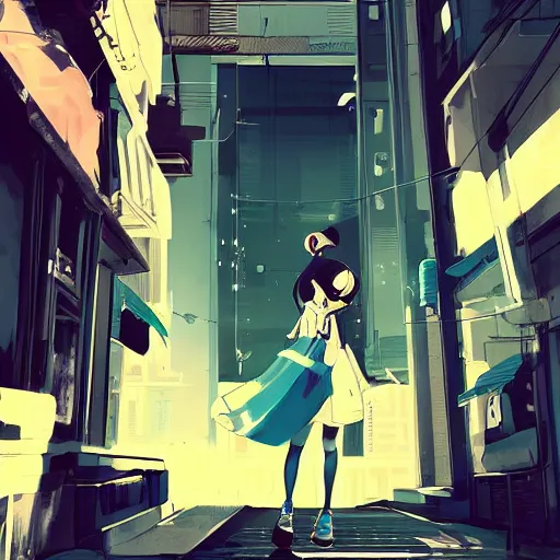 Prompt: Frequency indie album cover, luxury advertisement, white, indigo and teal colors. highly detailed post-cyberpunk sci-fi close-up schoolgirl in asian city in style of cytus and deemo, mysterious vibes, by Ilya Kuvshinov, by Greg Tocchini, nier:automata, set in half-life 2, beautiful with eerie vibes, very inspirational, very stylish, with gradients, surrealistic, postapocalyptic vibes, depth of filed, mist, rich cinematic atmosphere, perfect digital art, mystical journey in strange world, bastion game, arthouse