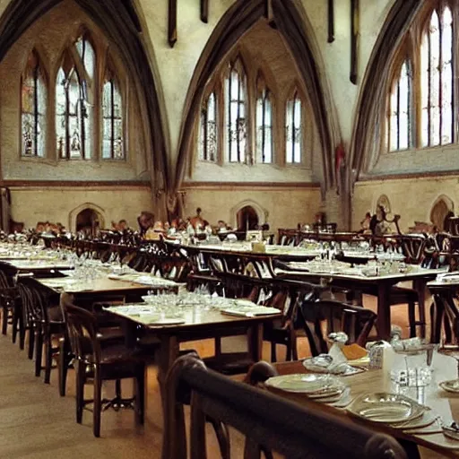 Prompt: hogwarts dining hall full of dobby-like creatures at the dinner tables