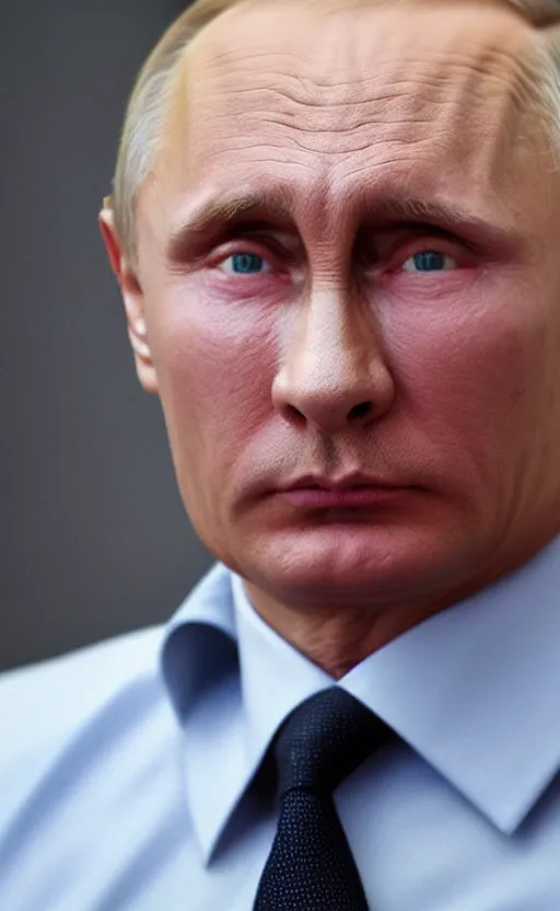 Image similar to high quality photo of vladimir putin looking pathetic, old, ugly, and angry