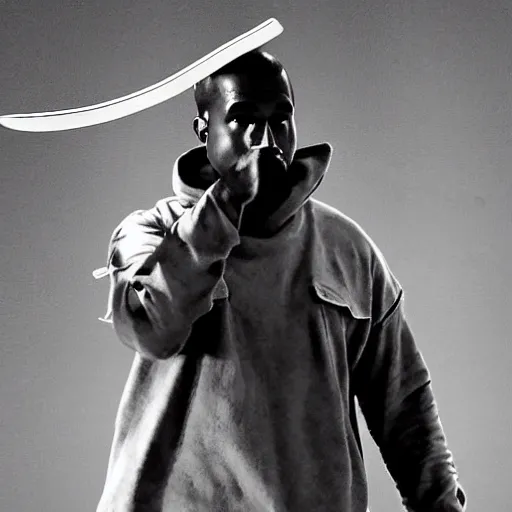 Image similar to Kanye West holding a sword
