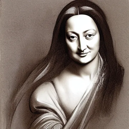 Image similar to sketch for Zaha Hadid portrait by da vinci