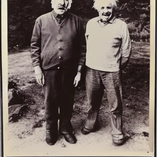 Image similar to vintage photo of einstein beside shrek