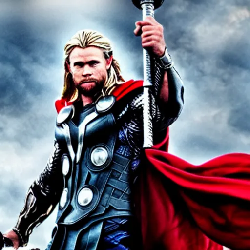 Image similar to baddas photo of thor holding hammer