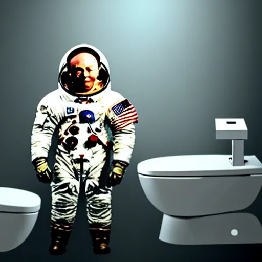 Prompt: neil armstrong in a toilet, photorealistic