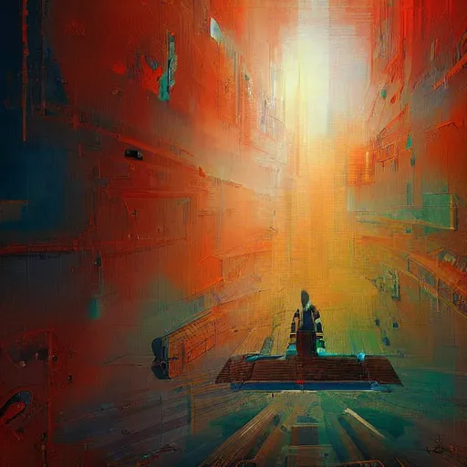 Image similar to a abstract painting of artificial intelligence, digital art, by John Coltrane and Marc Simonetti, Manic, inspired by Greg rutkowski