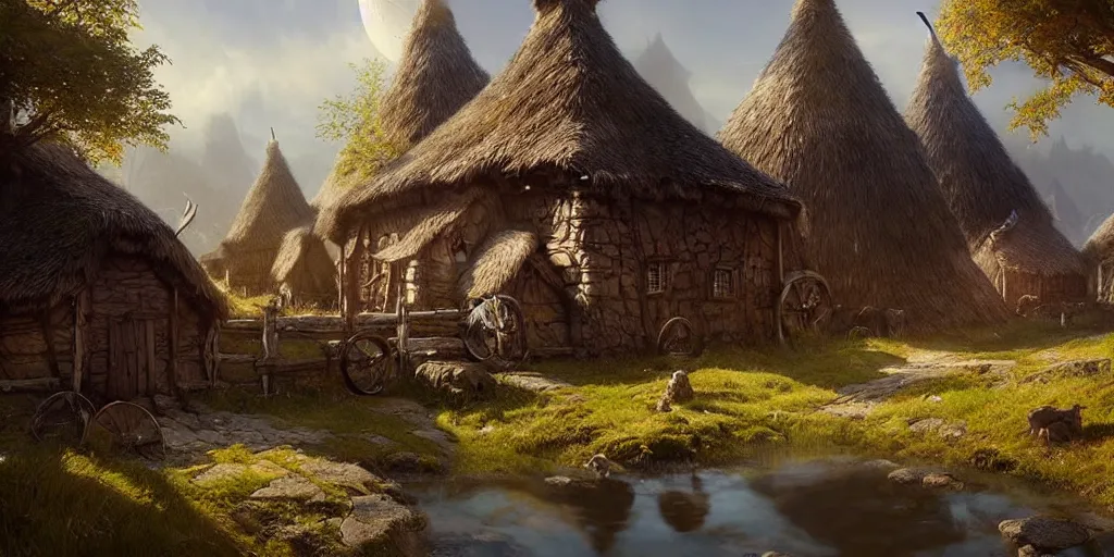 Prompt: beautiful viking village, daytime digital art, landscape, fantasy art, octane render, ureal engine, high detail, very realistic, by greg rutkowski. by james gurney