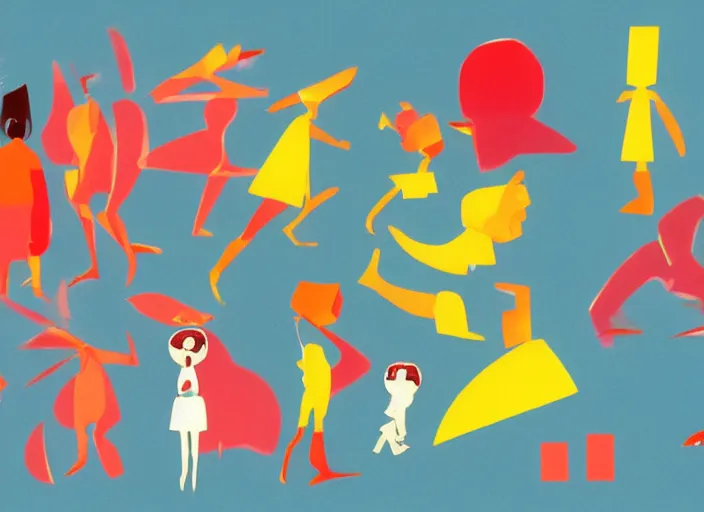 Image similar to character shape design exploration, minimalist mixed media layout from masaaki yuasa ( 1 9 9 7 )