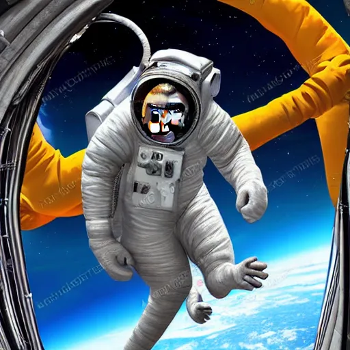 Image similar to monkey astronaut in space, realistic, hd, experiment