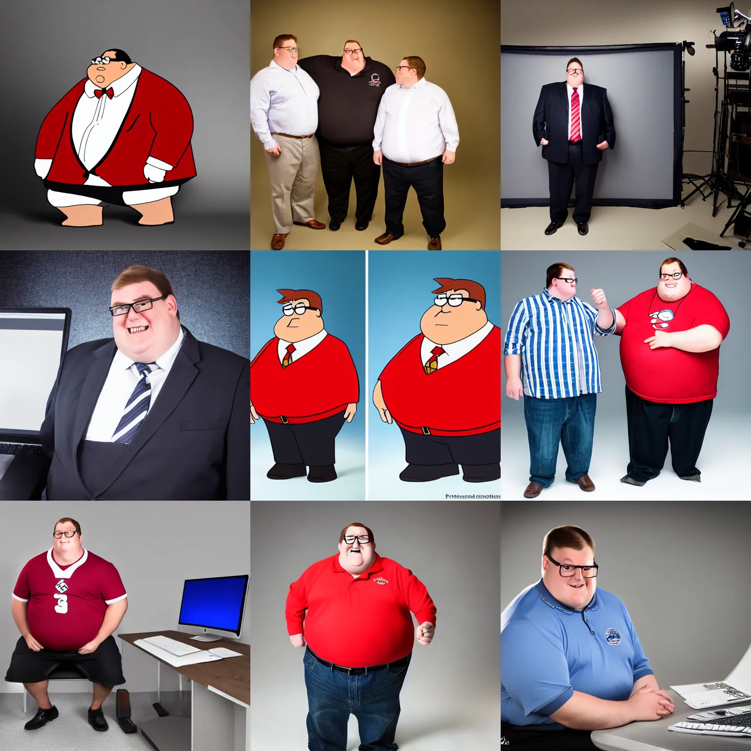 Prompt: real - life peter griffin. professional studio photo.