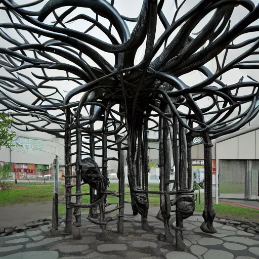 Prompt: a children's playground designed by hr giger