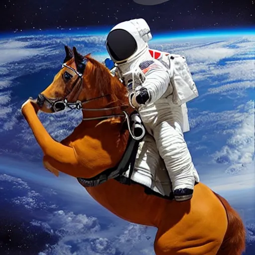 Image similar to astronaut riding a horse in space