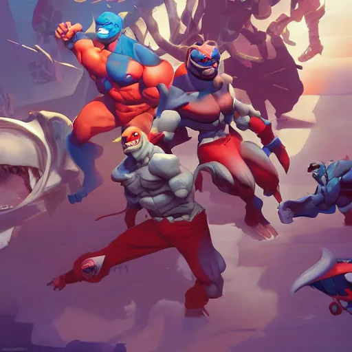 Image similar to hero world street sharks, behance hd by jesper ejsing, by rhads, makoto shinkai and lois van baarle, ilya kuvshinov, rossdraws global illumination