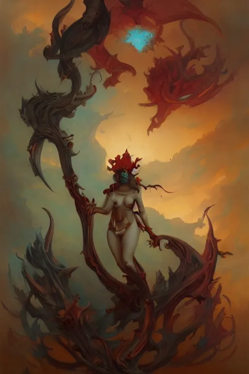 Prompt: Devil elder by Peter Mohrbacher in the style of Gaston Bussière, art nouveau