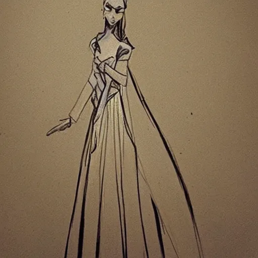 Image similar to milt kahl sketch of victoria justice as princess padme in star wars episode 3