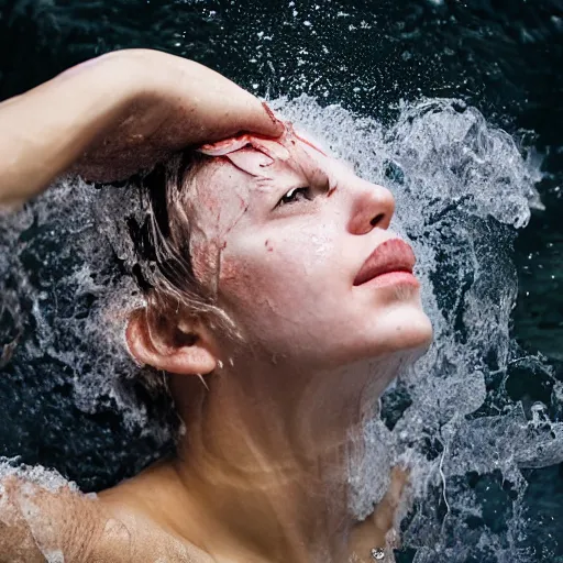 Image similar to a person bathing in 9 5 % ethanol, portrait photograph