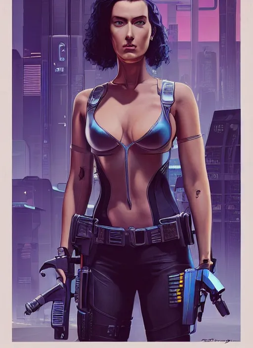 Image similar to cyberpunk police officer. portrait by stonehouse and mœbius and will eisner and gil elvgren and pixar. realistic proportions. cyberpunk 2 0 7 7, apex, blade runner 2 0 4 9 concept art. cel shading. attractive face. thick lines.