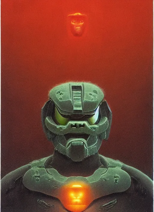 Image similar to halo unggoy grunt, in the style of zdzisław beksinski