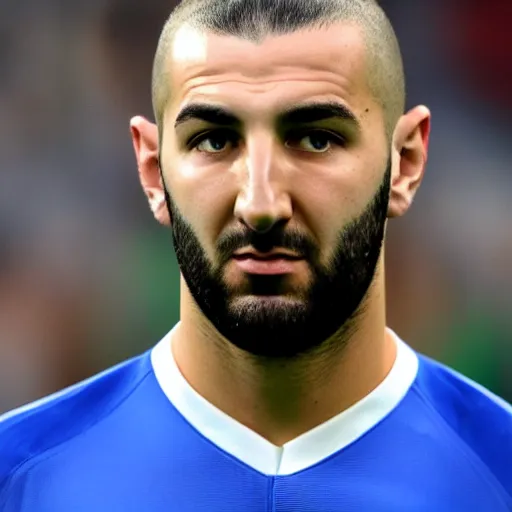 Image similar to high quality front face picture of Karim Benzema