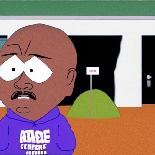 Prompt: shaq in a scene of south park