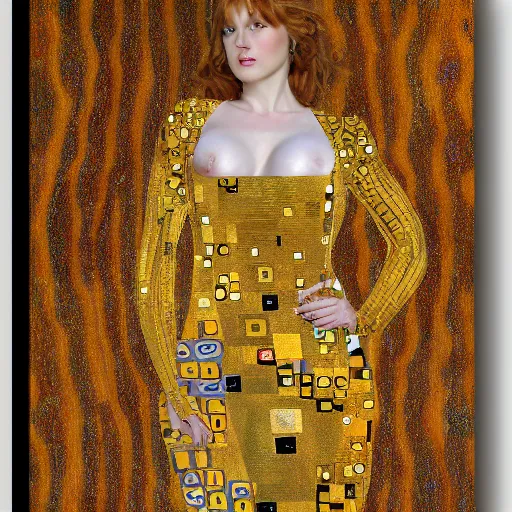 Image similar to full body faye reagan in the style of gustav klimt