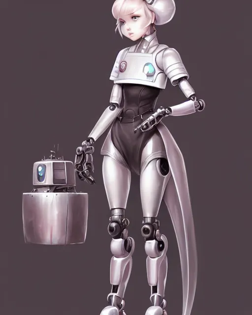 Image similar to character concept art of a robot maid | | cute - fine - face, pretty face, realistic shaded perfect face, fine details by stanley artgerm lau, wlop, rossdraws, james jean, andrei riabovitchev, marc simonetti, and sakimichan, trending on artstation