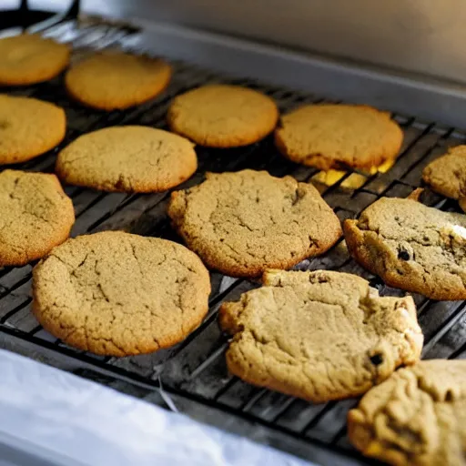 Prompt: cookies being baked by Walter White