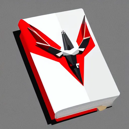 Image similar to low poly, vector, white eagle icon, in a book, red background, cgsociety, artstation, octane render