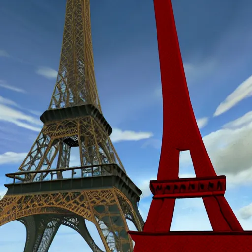 Prompt: eiffel tower in demolition simulator, in game screenshot