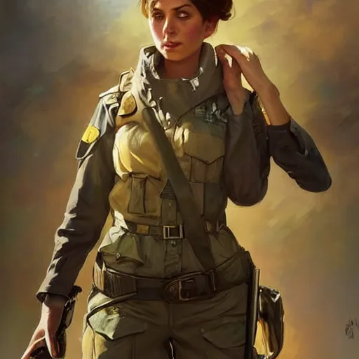 Image similar to beautiful! female jewish israeli soldier, highly detailed digital painting, artstation, concept art, smooth, sharp focus, illustration, art by artgerm and greg rutkowski and alphonse mucha