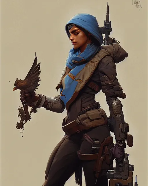 Image similar to ana from overwatch, character portrait, concept art, intricate details, highly detailed by greg rutkowski, michael whelan and gustave dore