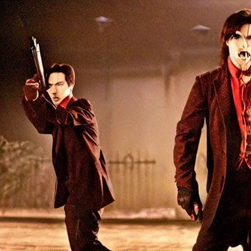 Prompt: <movie still>Vampires Holding Guns</movie>