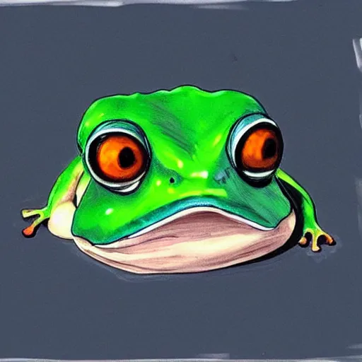 Image similar to sad frog, realism