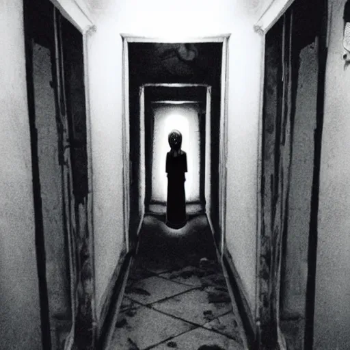 Image similar to adventure time, creepy, horror, off - putting, dark, hallway, photo, paranormal