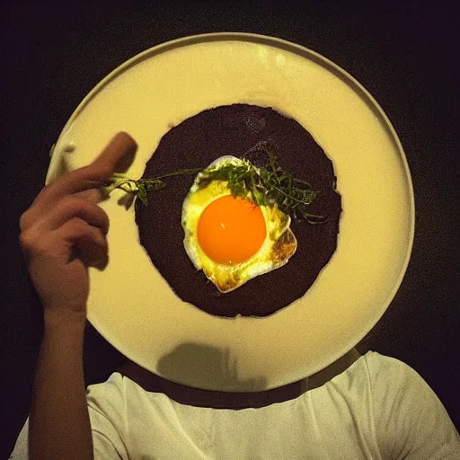 Prompt: “A portrait of a man glaring angrily at his fried egg because the yolk broke”