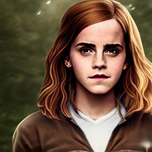 Image similar to Photograph of Emma Watson as Hermione Granger. Prisoner of Azkaban. During golden hour. Extremely detailed. Beautiful. 4K. Award winning.