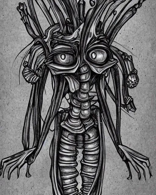 Prompt: Spongebob drawn in Giger style