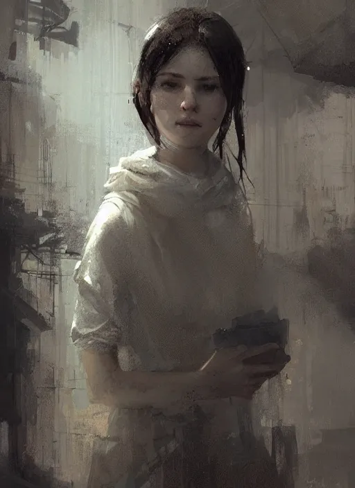 Image similar to female priest girl, beautiful face, rule of thirds, intricate outfit, spotlight, by greg rutkowski, by jeremy mann, digital painting