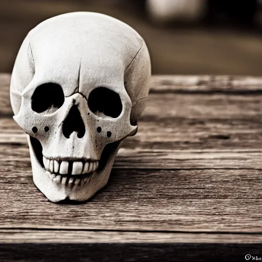 Image similar to skull on a table, EOS-1D, f/1.4, ISO 200, 1/160s, 8K, RAW, unedited, symmetrical balance, in-frame