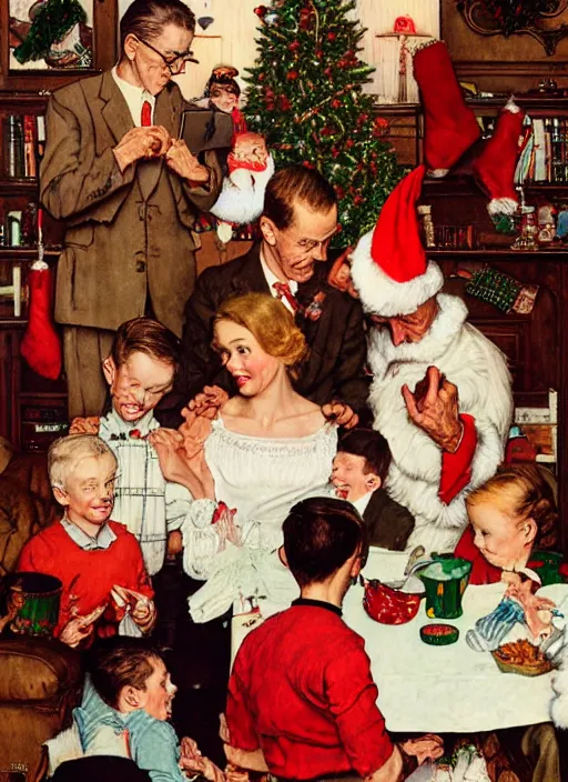 Image similar to a norman rockwell family christmas