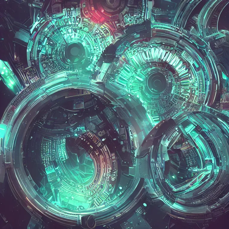 Image similar to circular futuristic and metallic token with ( ( kynthic ) ) in the center, sharp details, art style by beeple and android jones