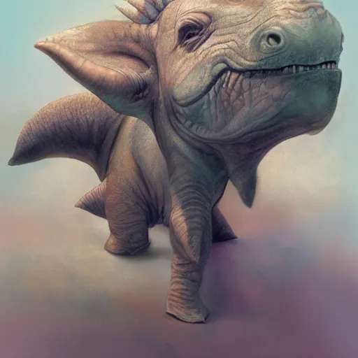 Prompt: happy and cute face of baby triceratops made by nebula space, face only, model shot, big eyes, big smile, pencil drawing, pastel, smooth, soft lights, by marc simonetti