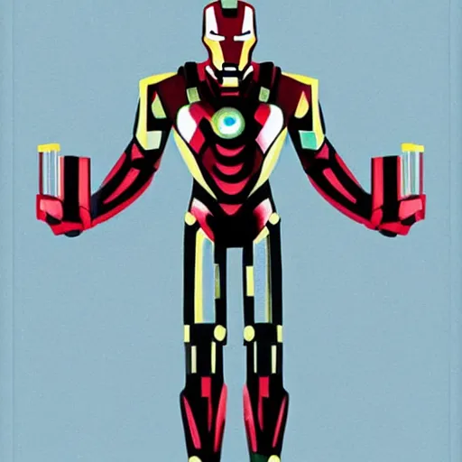 Image similar to ironman as art deco, painting