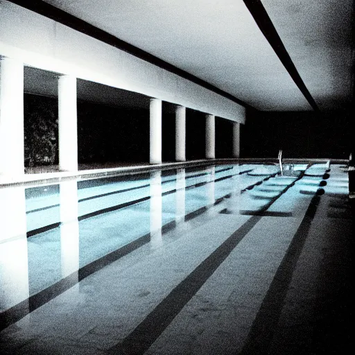 Image similar to Beautiful cameraphone 2005 soft liminal Photograph of an infinite hallway pool