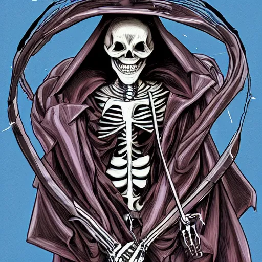 Prompt: Portrait of a Skeleton Wizard by Yusuke Murata