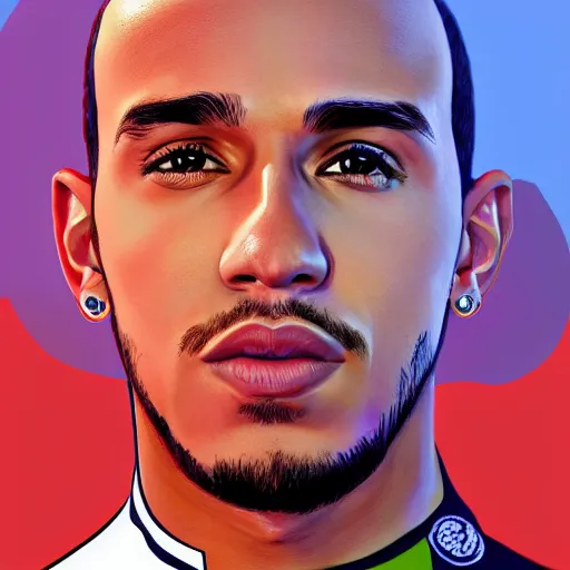 Prompt: portrait of lewis hamilton, digital art, realistic, detailed, artstation