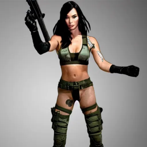 Prompt: megan fox as solid snake from metal gear solid