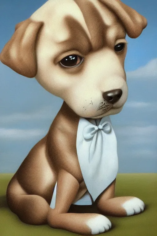 Image similar to a cute dog painted by mark ryden, by dali, isles of dog, digital art