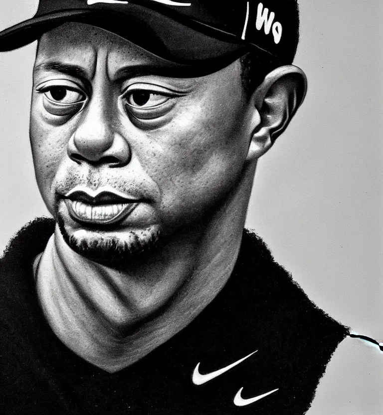 Image similar to tiger woods portrait by caravaggio.