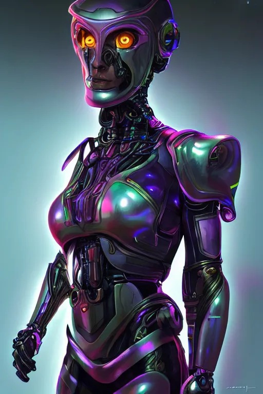 Prompt: portrait of a girl with a biomechanic armor and neon light by Jim Burns, dramatic lighting, highly detailed, trending on artstation