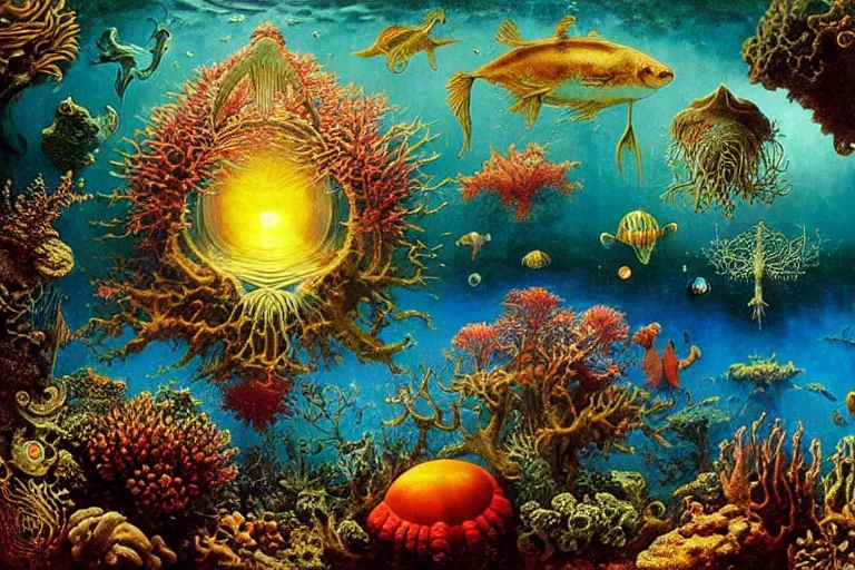 Image similar to underwater vista by ernst haeckel, david a. hardy, oyama kojima, phil koch, annie leibovitz, benoit mandelbrot, dan mumford, bruce pennington, mimmo rotella